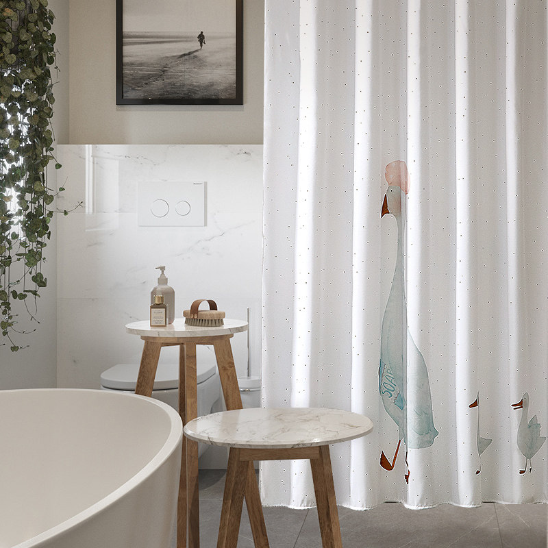 Yunyang duckling shower curtain set non-perforated shower curtain high-grade waterproof cloth mildew-proof dressing room bathroom curtain partition window