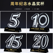 Crystal Digital Trophy Medals 10th Anniversary Top Ten Staff Medals Trophy Creative Gifts Company Customized Trophy