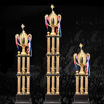 Custom three-column trophy Basketball taekwondo large high-grade multi-layer pillar metal trophy custom company team