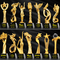 Resin Metal Trophy Customized Excellent Staff Souvenir Company Annual Meeting Trophy Customized Crystal Trophy New