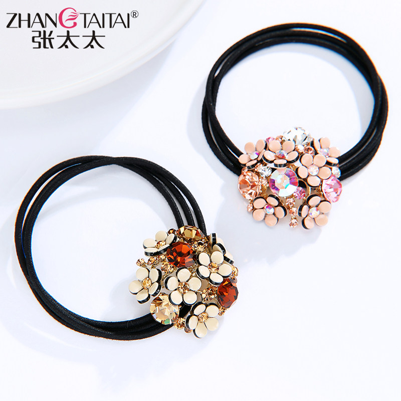 Leather band High elastic durable black hair rope ins net red meatball hair ring head rope thick tie ponytail temperament headdress