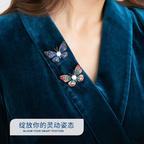 Korean butterfly Pearl Christmas brooch accessories woolen coat sweater anti-light buckle fixed clothing neckline pin