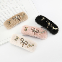 Hairclip edge clip girl Korea autumn and winter plush bangs clip sweet cute clip floral headdress bb clip headwear hair card