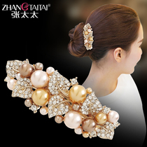 Clip headdress Korean ponytail clip large spring clip top clip rhinestone hairpin hairpin hair jewelry temperament Pearl hairclip
