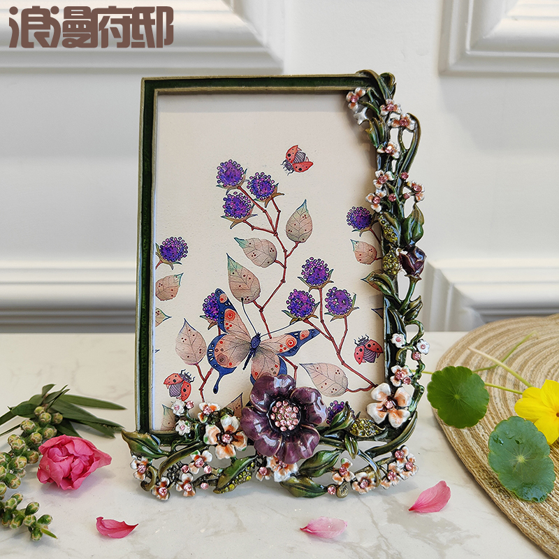 6inch Purple Romantic Small Floral Photo Frame American Simple Style Photo Frame Birthday Commemorative Gift Gift Photo Frame