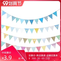 Kindergarten birthday party room dress pennant Children Baby year old arrangement pull flower banner hanging string flag