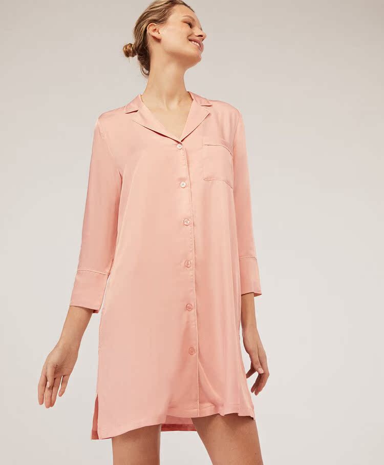 Tiềm ẩn và mạnh mẽ! Áo sơ mi dài tay Bạn trai Váy Váy ngủ dài Loose Satin Đồ lót mùa hè Dịch vụ tại nhà Đồ ngủ - Đêm đầm vay cotton