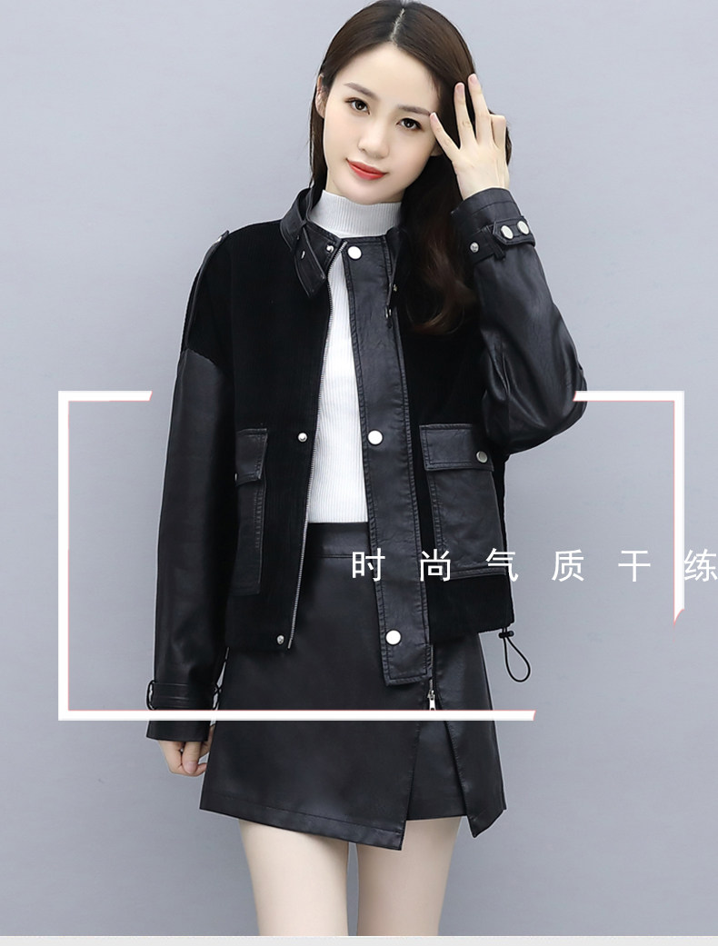 Кожаная куртка 短外套皮衣女2020新款春秋韩版宽松工装机车夹克小个子pu皮外套女 Seeya