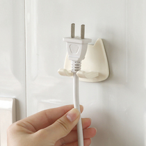 10 creative plug hooks Kitchen wire paste wall-mounted storage free punch strong socket Non-trace sticky hook