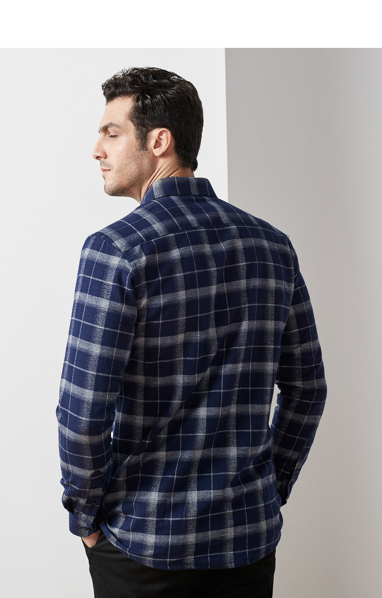 Firs / Shanshan nam mùa thu mới gradient gạc nhám áo sơ mi cotton thời trang giản dị áo sơ mi ngắn tay