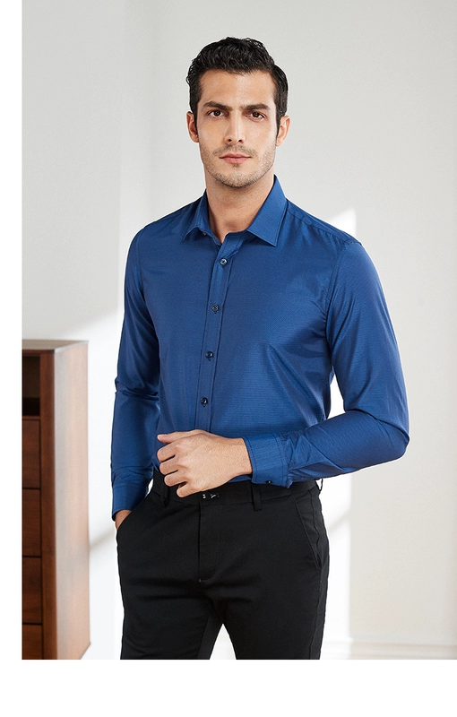 Firs / Shanshan Men 2018 Mùa thu mới Cổ vuông vuông Màu sắc kinh doanh Áo sơ mi nam giản dị Áo sơ mi nam Hàn Quốc