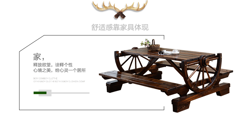 Youyou Gỗ ngoài trời ban công bàn ghế ghế gỗ rắn phòng khách đồ nội thất giải trí ngoài trời Bàn ghế bánh xe Xiêm - Bàn ghế ngoài trời / sân bàn cafe ngoài trời
