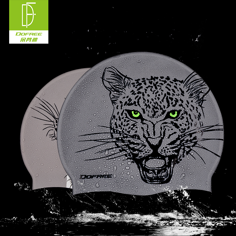 Duofanlin swimming cap male silicone adult training original tiger leopard large comfortable non-le head swimming cap male