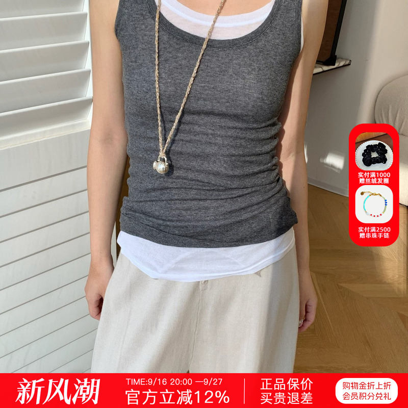 American Vintage Round Neck Tank Top Women's Casual Designer Brand Mas00H25