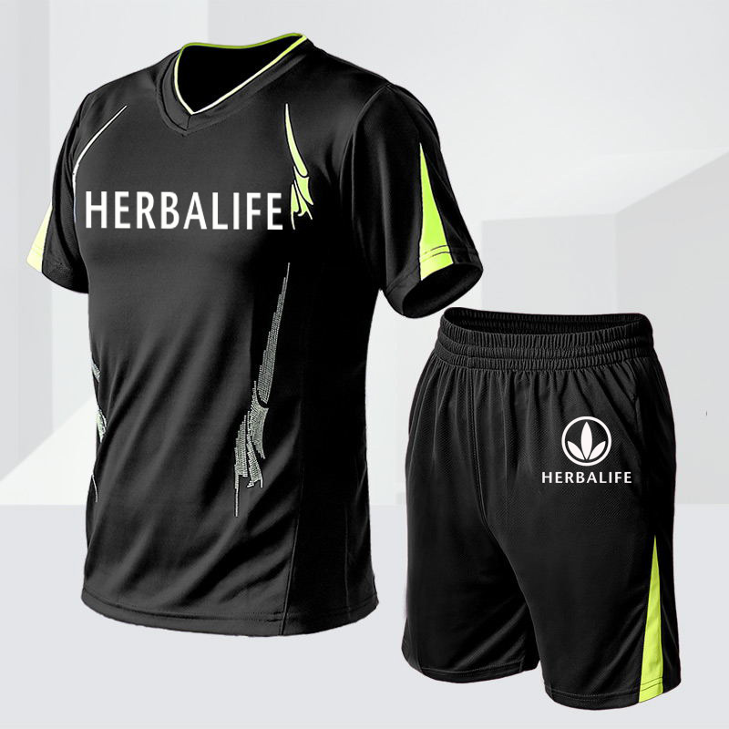 Quần áo Herbalife phù hợp với thể thao mới nhanh khô thoáng khí ẩm wicking nam quần áo thể dục mùa hè kích thước lớn tùy chỉnh - Thể thao sau bộ thể thao lining