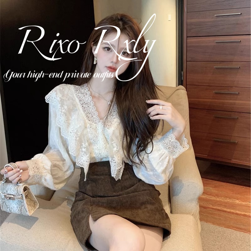 Rixo Rxly French Lace Doll Collar Chiffon Shirt for Women, Spring and Autumn, Niche High-End Design Shirt Rixo Rxly French Lace Doll Collar Chiffon Shirt for Women, Spring and Autumn, Niche High-End Design Shirt