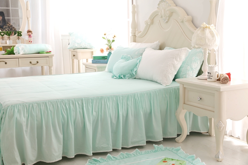 công chúa Hàn Quốc mục vụ giường bông trải giường Khăn trải giường váy váy cotton dệt Hàn Quốc beo giường màu hồng - Váy Petti ga giường viền họa tiết