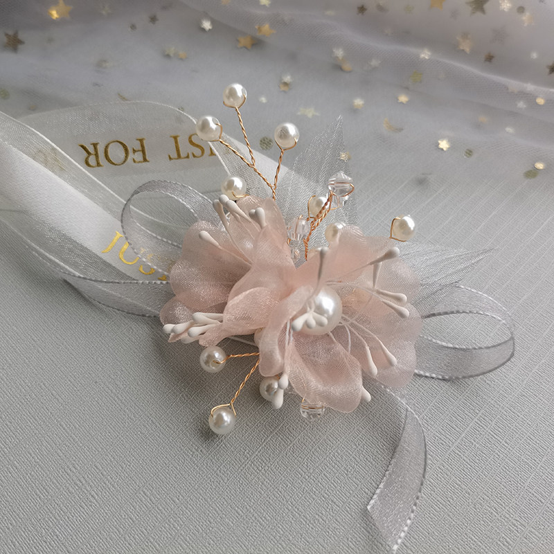 Bridesmaid's wrist floral bridal hand floral advanced senses wedding wedding sen little fresher and sisterhood hand ring flower Han style pink-Taobao