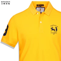 Áo thun nam tay ngắn màu vàng cao cấp cotton Áo thun polo thời trang giản dị áo thun nửa tay mùa hè áo sơ mi POLO - Áo phông ngắn áo thun form rộng nam