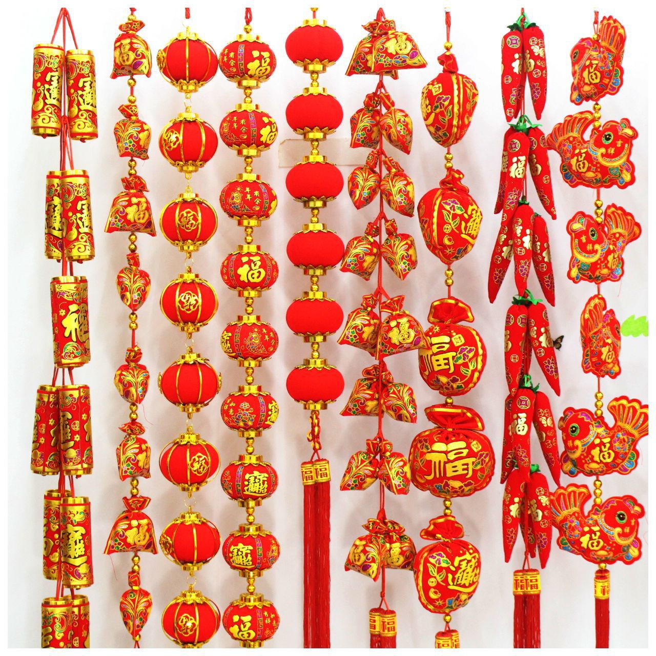 Festival supplies hang pepper string hanging firecrackers string Chinese knot red pepper hanging Apple bag string