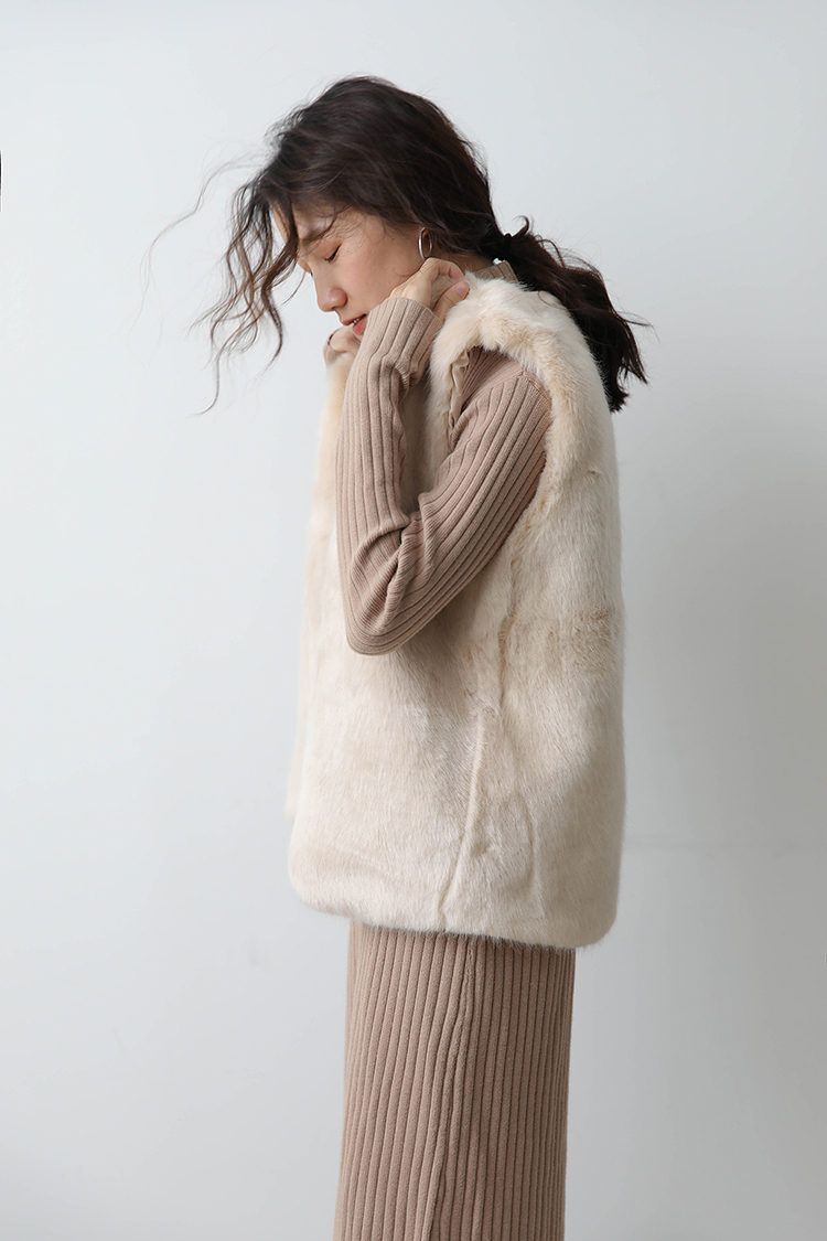 Vest vest lông cừu nữ 2018 mùa đông mới dành cho nữ phiên bản Hàn Quốc của áo len cổ lọ không tay ngắn cổ chữ V áo khoác lót lông