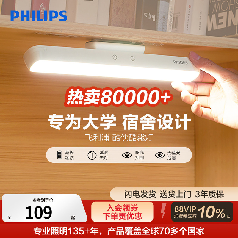 Philips Desk Magnetic Lamp for College Dormitory Charging and Study Use, Cool Wall-Mounted Street Lamp