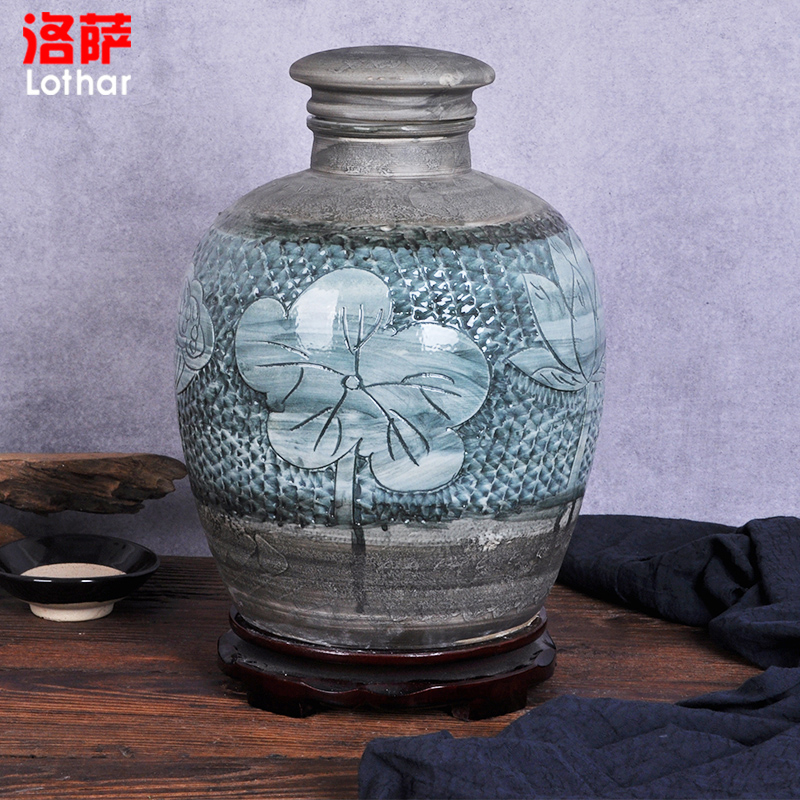 Jingdezhen ceramic jar 10 jins 20 jins 30 jins 50 kg store it liquor brewing wine cask pot