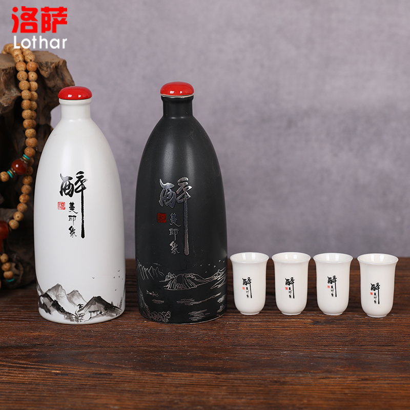 Bottle of jingdezhen ceramic 1 kg white wine Bottle is empty wine Bottle creative furnishing articles home small jars drunk beautiful impression