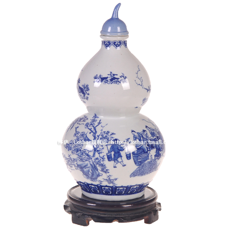 Jingdezhen ceramic bottle 1 catty 2 jins of liquor bottles sealed flask gourd like blue and white porcelain wine jars