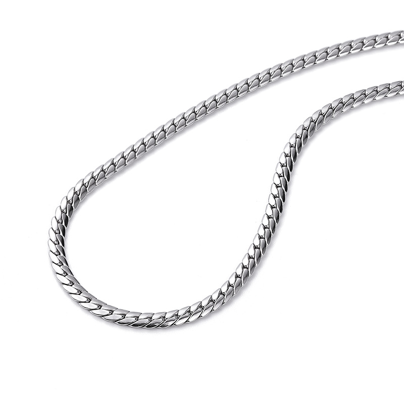Sterling silver snake bone chain necklace male tide Cuban chain American trend brand chain accessories men's versatile hip hop boys silver