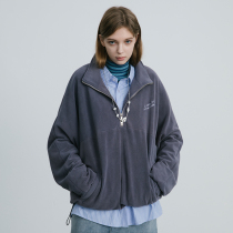 EKCOOKIES original designer embroidered skin-friendly fleece zipper stand collar pullover jacket profile coat