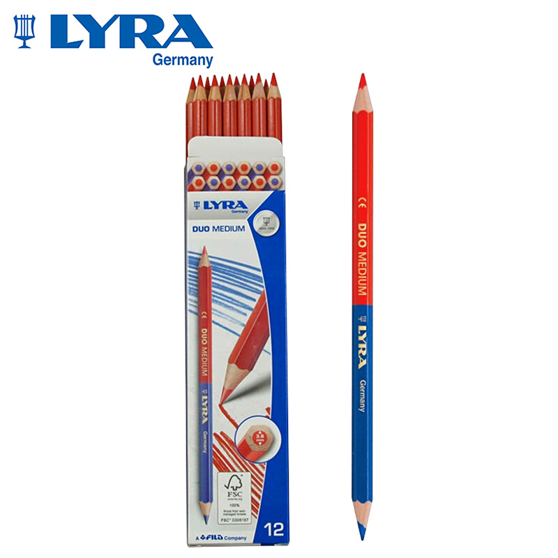 LYRA red and blue pencil double-headed design drawing mark woodworking color pencil office supplies 12-pack box