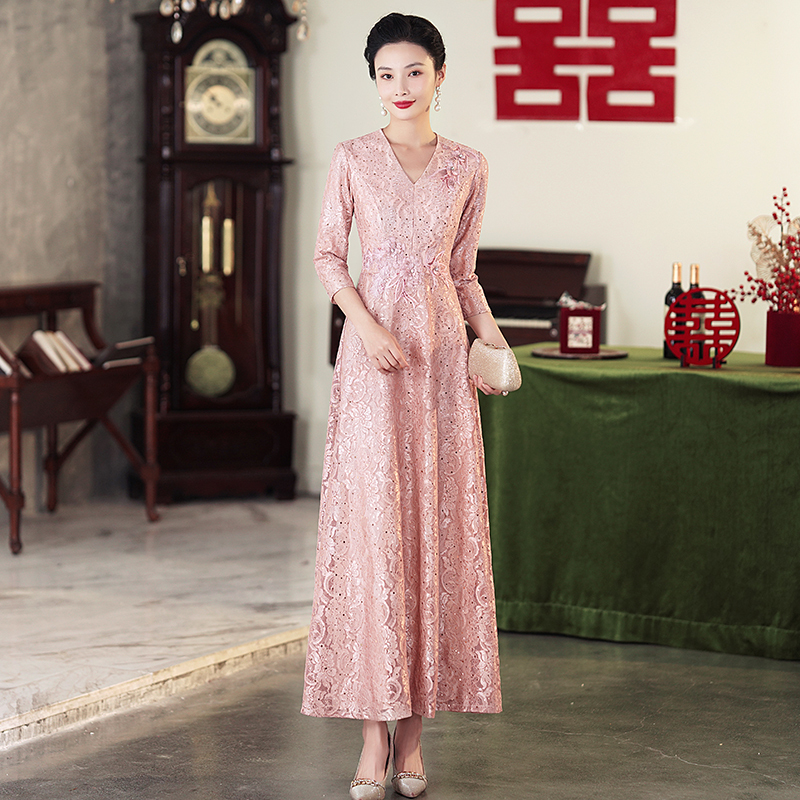 Elegant and Slimming Long Dress for Mother-In-Law, New 2026 Model, Suitable for Weddings, Banquets, Birthdays, and Other Occasions
