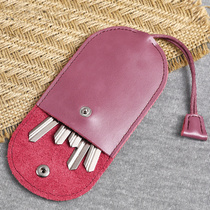 Womens cowhide ultra-thin key bag Korean creative cute pull-out mini small General Motors key bag male