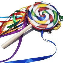 Dance silk rattle morning exercise rainbow ribbon bell dance show props early education game toy lollipop drum bell