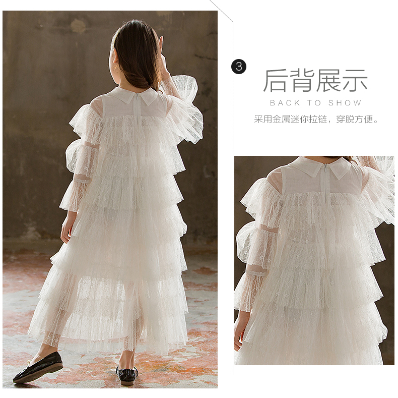 Cô gái mới công chúa váy hoa cô gái váy cưới trẻ em mùa xuân và mùa thu váy dài rung động cùng trang phục piano - Váy trẻ em váy phù dâu bé gái