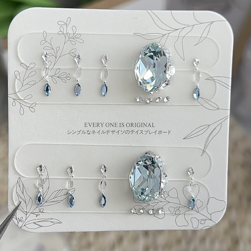 [Light Pink Blue Transparent] Nail Art Wearable Nails Genuine Swarovski Material Pack Pigeon Egg 14X10Mm343