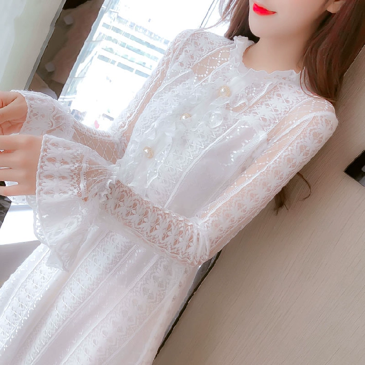 Váy ren dài tay mùa thu cổ tích rừng siêu cổ tích của phụ nữ váy xuân và thu 2021 váy dài tính khí mới - váy đầm