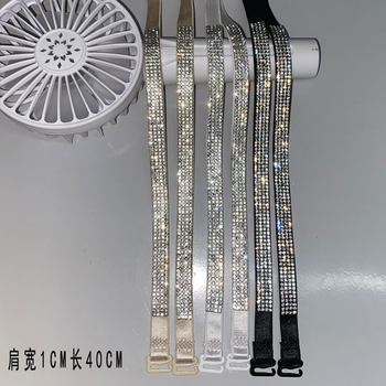 Bra ທີ່ມີສາຍບ່າເພັດ, bra elasticated ແລະ detachable ກັບ rhinestones, ສາຍທີ່ສາມາດ expose ເພັດ, ສາຍ sexy ເບິ່ງເຫັນ, ເທິງທໍ່