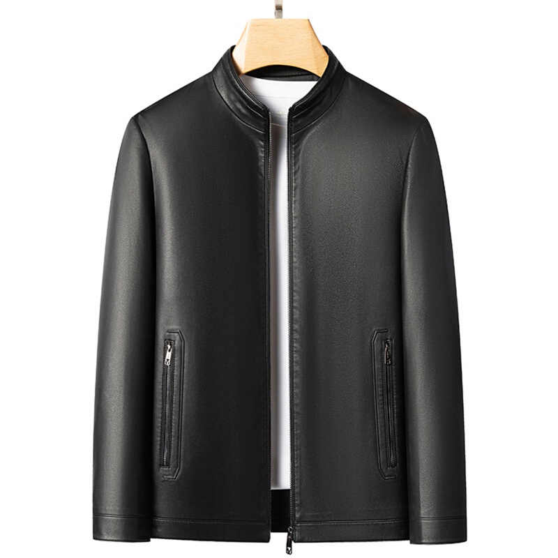 Haining Genuine Leather Jacket Men's Autumn and Winter New Style Sheepskin Jacket Middle-Aged Loose-Fitting Dad's Casual Men's Clothing