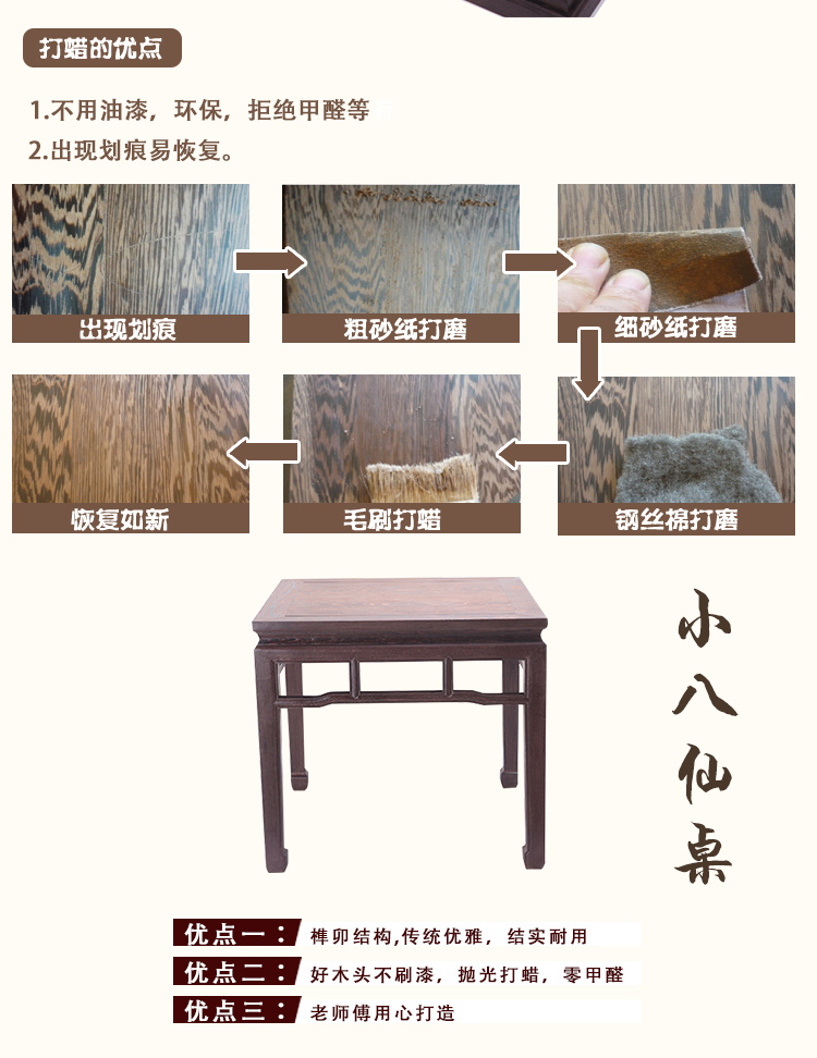 Ming và Qing Dynasties đồ nội thất bằng gỗ gụ cánh gà nhỏ tám cổ tích bàn vuông bàn ăn bàn ăn gỗ rắn Trung Quốc cổ - Bàn bàn học đơn giản