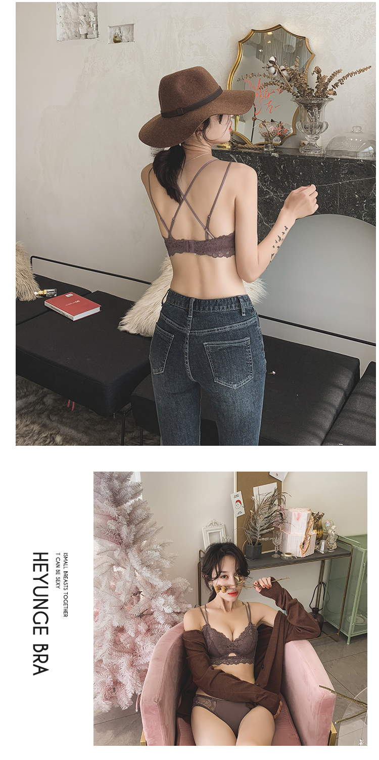 [Gửi đồ lót] He Yunge không có vòng thép đồ lót nữ tập hợp ren mỏng phần áo ngực nhỏ gợi cảm áo ngực màu đỏ áo ngực cho bé bú