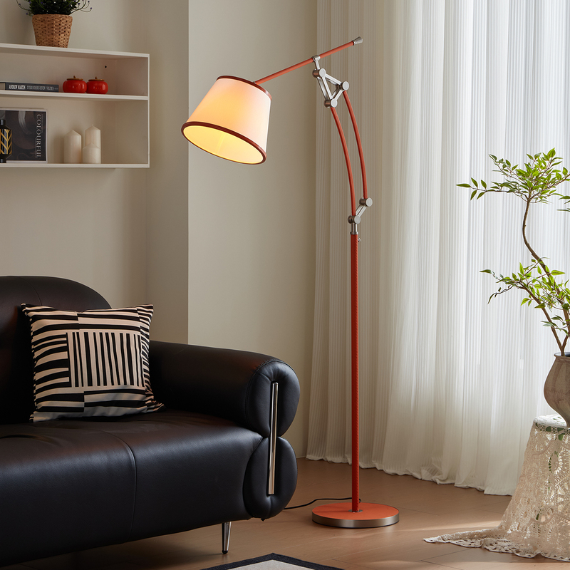 French-Style Light Luxury Floor Lamp, Designer High-End Handmade Leather-Stitched Swing Arm Fishing Lamp, Living Room Sofa Side Standing Lamp French-Style Light Luxury Floor Lamp, Designer High-End Handmade Leather-Stitched Swing Arm Fishing Lamp, Living Room Sofa Side Standing Lamp