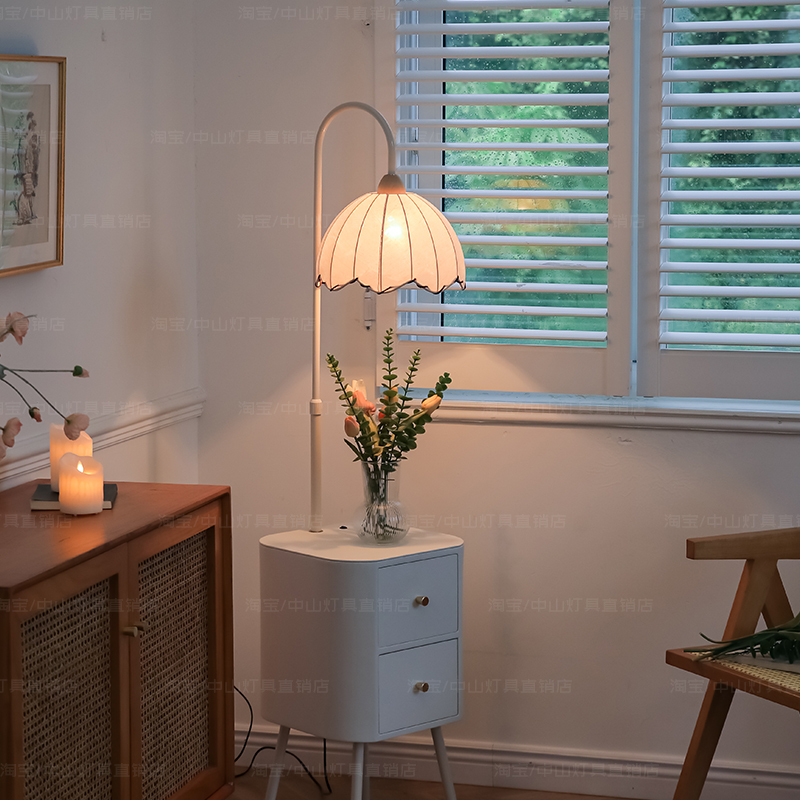 Cream-Style Bedroom Bedside Table Integrated Floor Lamp, Living Room Sofa Side Atmosphere Shelf, High-End Decorative Table Lamp Cream-Style Bedroom Bedside Table Integrated Floor Lamp, Living Room Sofa Side Atmosphere Shelf, High-End Decorative Table Lamp