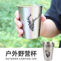 Outdoor Water Glass 304 Stainless Steel Camping Cups Travel Small Tea Cup Food Grade Portable Camping Coffee Cup Suit