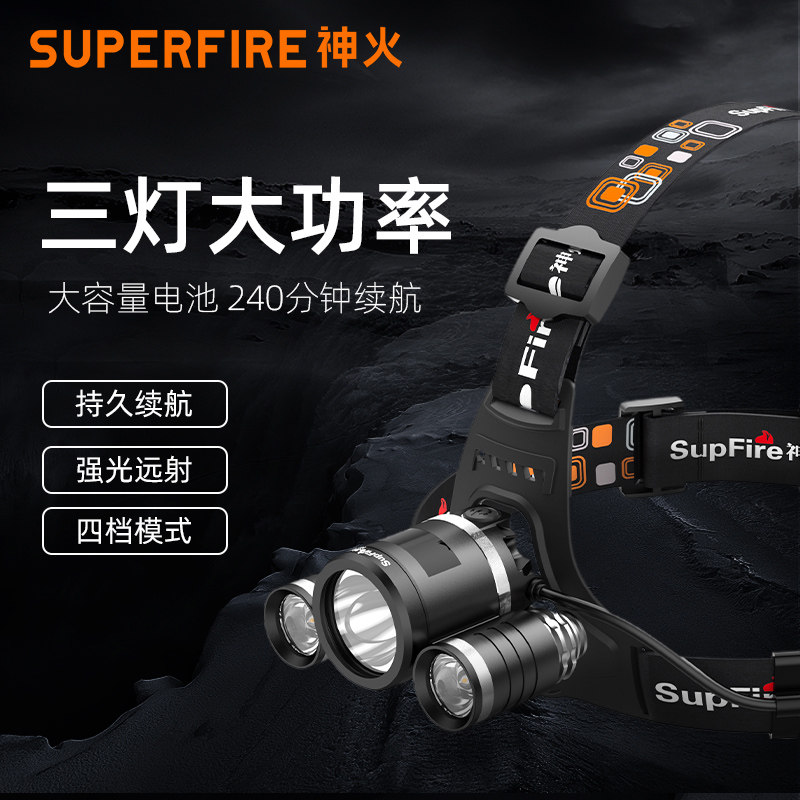 神火led头灯强光充电超亮头戴大功率远射大面积高亮工地专用 HL33