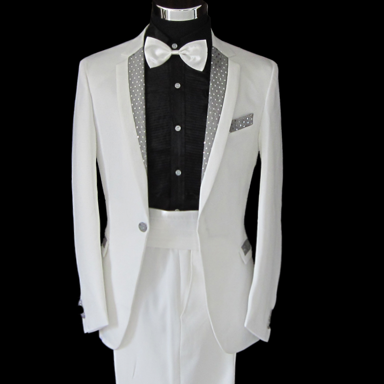 Guanying Bird Costume Nam Trắng Đen Bộ đồ vest đen Bộ ca sĩ Siyi Host Trang phục hợp xướng vest nam
