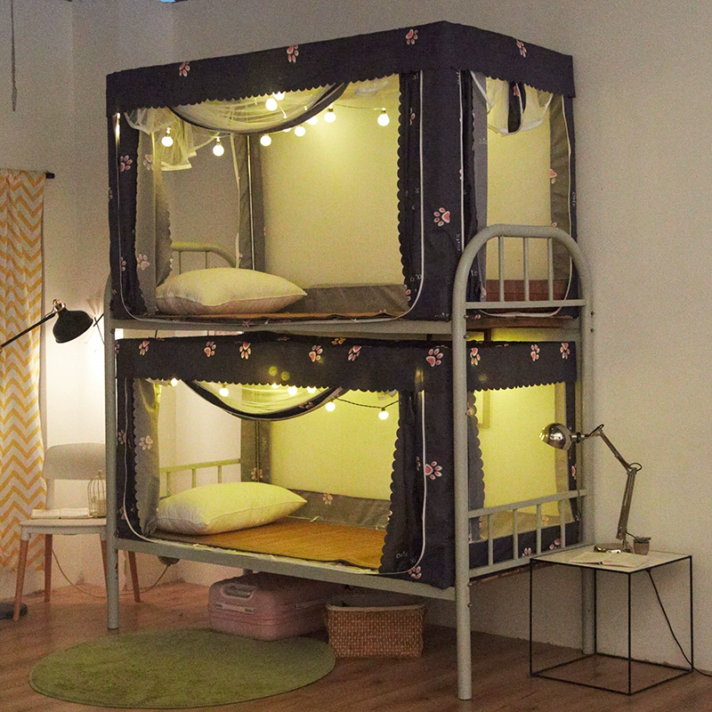 Ký túc xá sinh viên nữ 0.9 dây kéo khung cửa lưới chống muỗi phòng ngủ giường đơn 1 mét giường tầng rèm màn giường 1,2m - Lưới chống muỗi