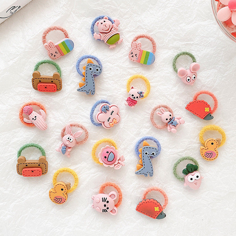 Children rubber gluten hair ring plush hair ring female baby girl fashion zamtail hair ring hair accessories don't hurt the little sign elastic good
