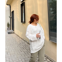 Muzi ideal spring new fat mm large size T-shirt female fat mm long-sleeved loose thin thin top 200 pounds
